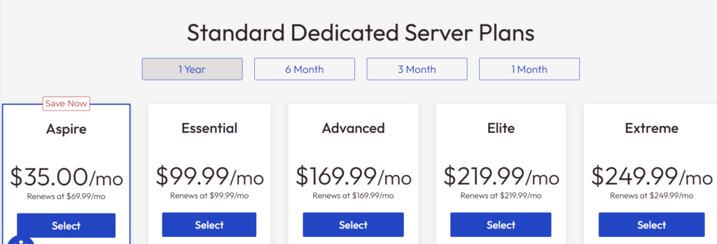 Dedicated Server Plans